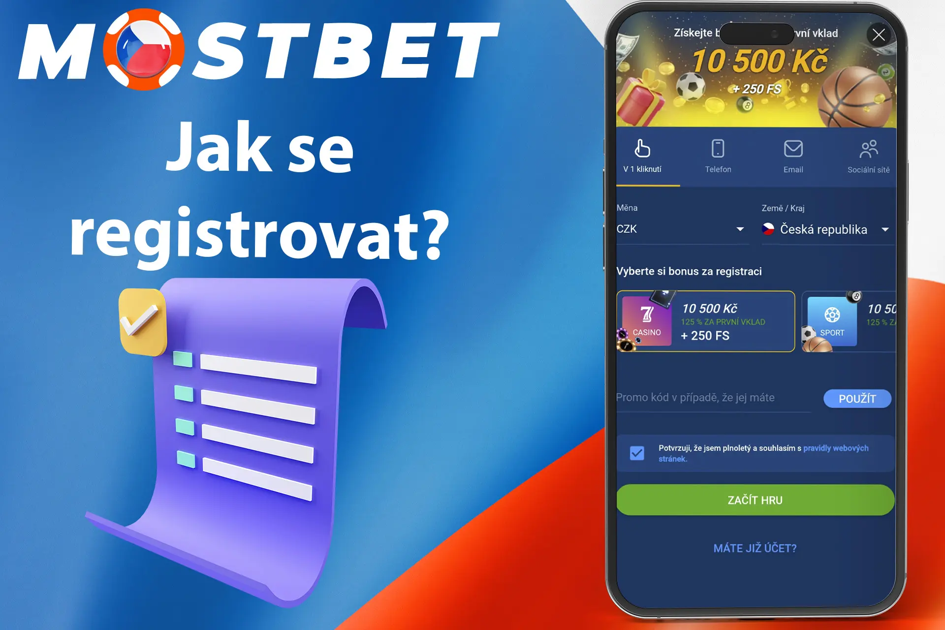 Proces registrace w Mostbet